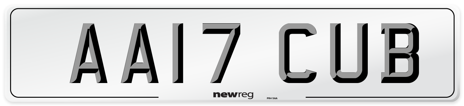 AA17 CUB Number Plate from New Reg